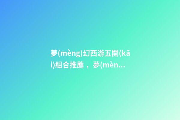 夢(mèng)幻西游五開(kāi)組合推薦，夢(mèng)幻西游五開(kāi)抓鬼最優(yōu)組合-第1張-觀點(diǎn)-玄機(jī)派